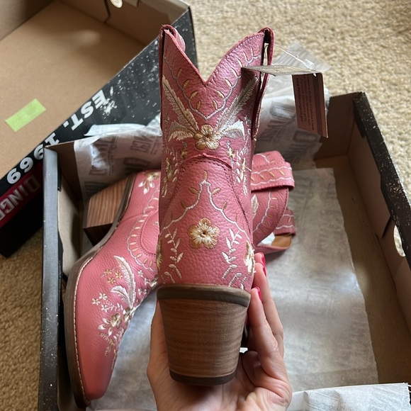 Dingo Primrose pink floral gold leather stitched western cowboy boots size 6 - Picture 6 of 7